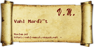 Vahl Marót névjegykártya